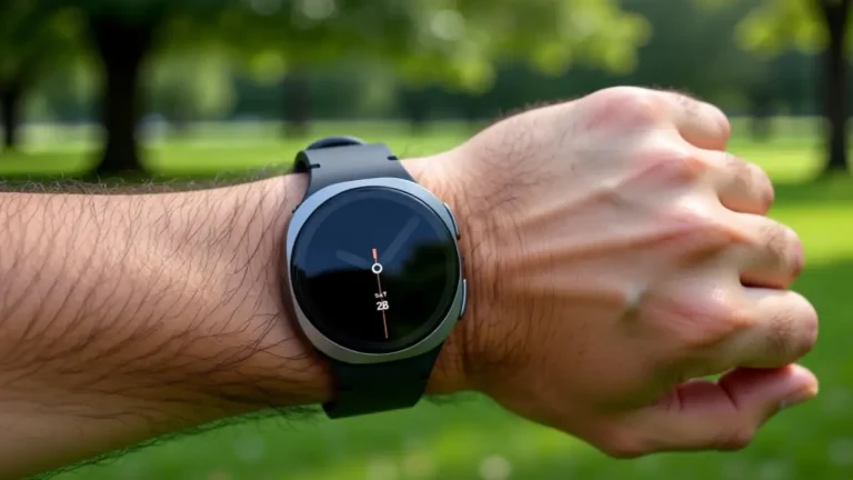 Man wearing the samsung Galaxy watch 8 outdoors