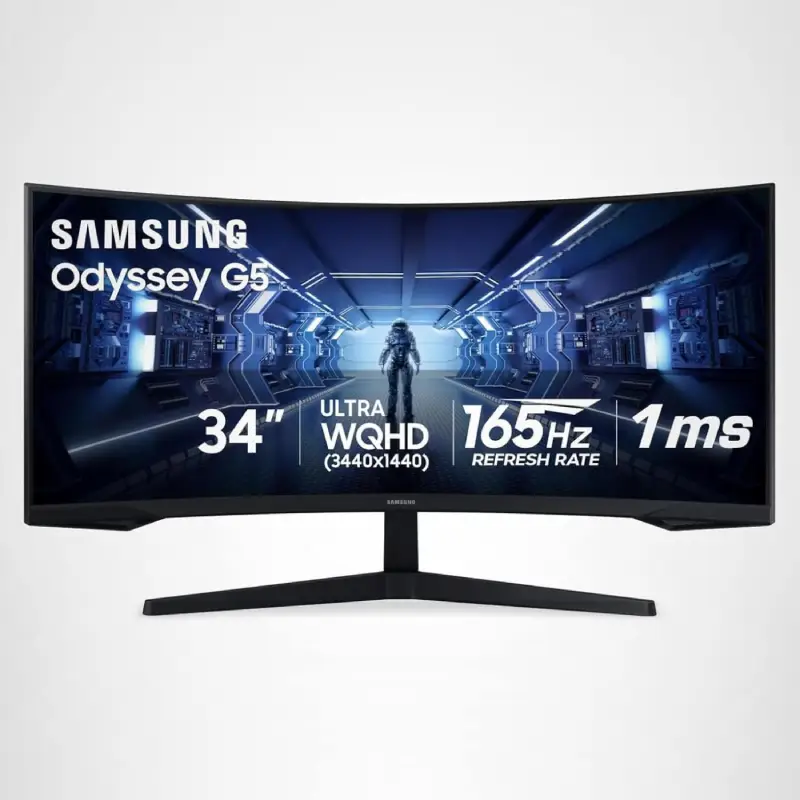 samsung Odyssey G5 gaming monitor with background.