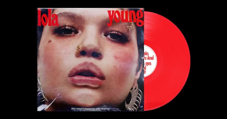 Lola Young’s “This Wasn’t Meant For You Anyway” limited-edition red vinyl album cover on black background.